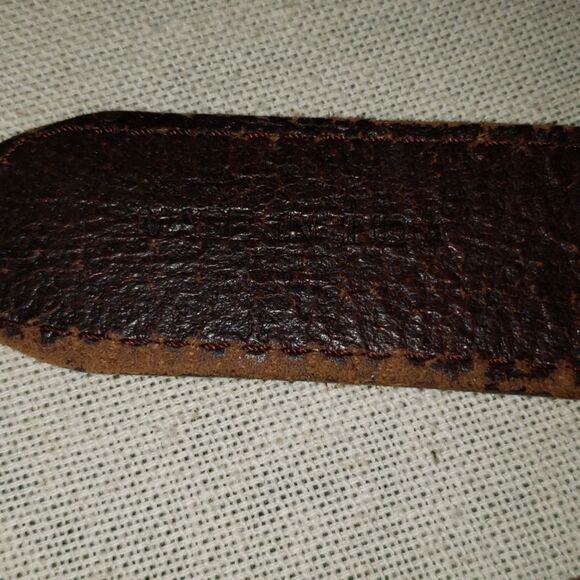 Genuine Leather Belt Mens 38 Distressed Brown Silver Buckle - Picture 8 of 8